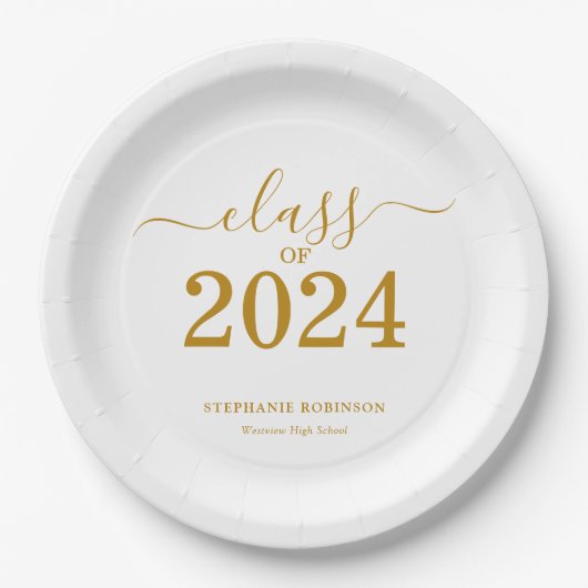 Klasse des 2024-Gold-Script-Abschlusses Pappteller (Vorderseite)