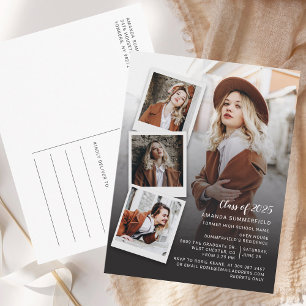 Klasse des 2024 Grad Foto Collage Script-Abschluss Einladungspostkarte