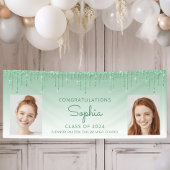 Klasse des 2024 Green Glitzer 2-Foto-Abschlusses Banner
