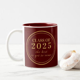 Klasse des 2025 Burgundy Gold Monogram Abschlusses Zweifarbige Tasse
