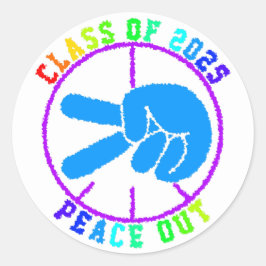 Klasse des 2025-farbigen Friedens-aus-Abschluss-Ge Runder Aufkleber