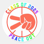 Klasse des 2025-farbigen Friedens-aus-Abschluss-Ge Runder Aufkleber (Vorderseite)