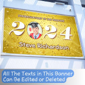 Klasse des 2025 Gold Confetti-Glitzer Custom Foto Banner