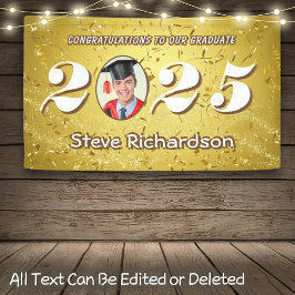 Klasse des 2025 Gold Confetti-Glitzer Custom Foto Banner