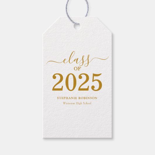Klasse des 2025-Gold-Script-Abschlusses Geschenkanhänger (Vorderseite)