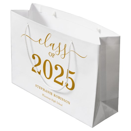 Klasse des 2025-Gold-Script-Abschlusses Große Geschenktüte (Rückseite Schrägansicht)