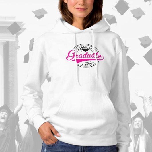 Klasse des 2025-Graduate-Hot-Pink-Skripts Hoodie
