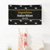 Klasse des 2025 Schwarz-weißen Gold-Abschluss-Name Banner (Insitu)