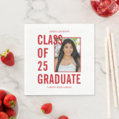 Klasse des 2025 Trendy Red Foto Abschluss Paper Serviette (Beispiel)