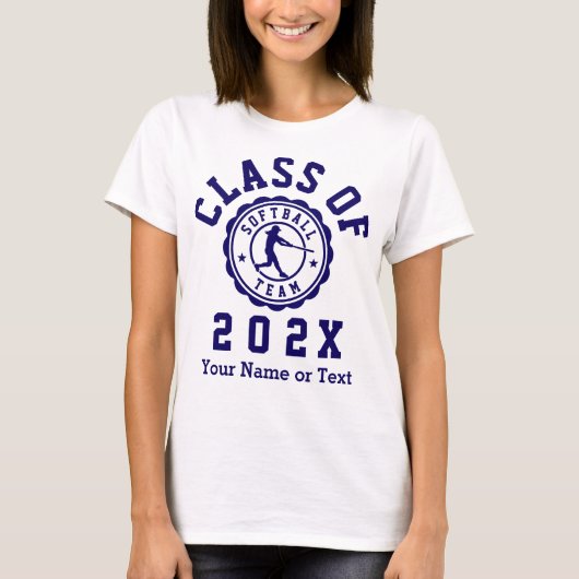 Klasse des 202X Girls Softball Teams T-Shirt (Vorderseite)