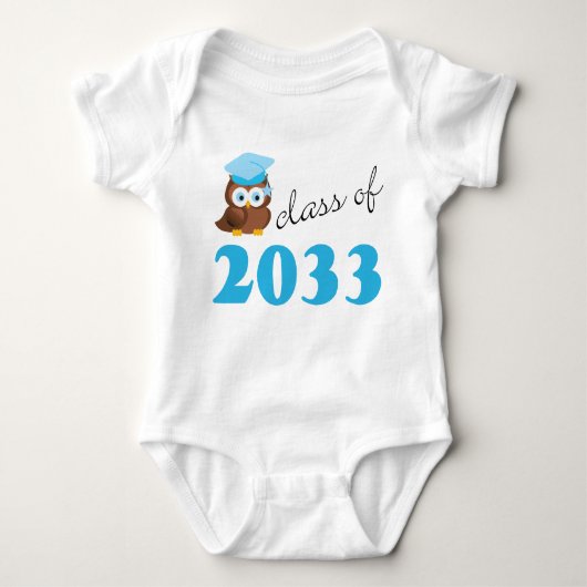 Klasse des 2033 Blau-Eulen-Baby-T - Shirt (Vorderseite)