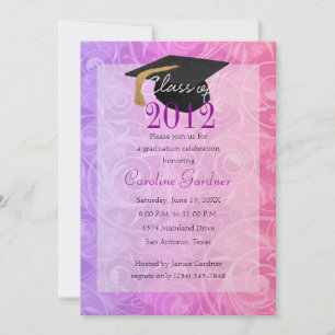 Klasse des 20XX Abschlusses Rosa und Lila Einladung
