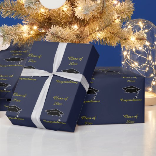 Klasse des 20xx Blue Gold Abschluss Geschenkwraps Geschenkpapier (Feiertage)