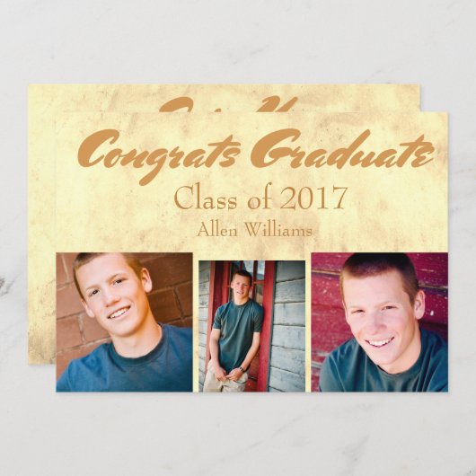 Klasse des 20XX-Gold-Graduates Einladung (Vorne/Hinten)