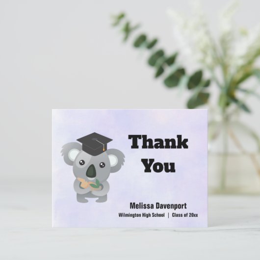 Klasse des 20xx Koala Bären in Graduation Cap Dank Postkarte (Stehend Vorderseite)