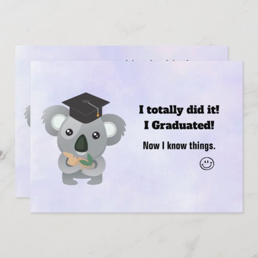 Klasse des 20xx Niedlichen Koala-Bären in Graduati Einladung (Vorne/Hinten)