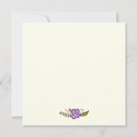 Klasse des Abschlusses an den lila Blumengrenzen 2 Einladung (Rückseite)