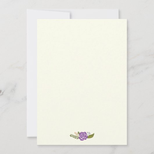 Klasse des Abschlusses an den lila Blumengrenzen 2 Einladung (Rückseite)
