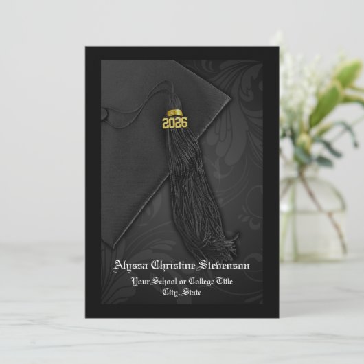 Klasse des Abschlusses "Black Tassel Dignified" 20 Einladung (Stehend Vorderseite)