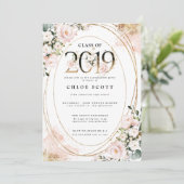 Klasse des Abschlusses Blush Pink Gold 2019 Einladung (Stehend Vorderseite)
