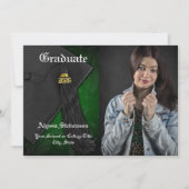 Klasse des Abschlusses des grünen Tassel-Fotos 202 Einladung (Vorderseite)