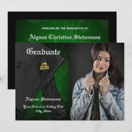 Klasse des Abschlusses des grünen Tassel-Fotos 202 Einladung