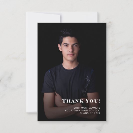 Klasse des Abschlusses des Jungen 2024 Danke, Foto Dankeskarte (Vorderseite)