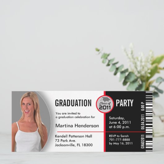 Klasse des Abschlusses Einladung TKT314 Ticket 201 (Stehend Vorderseite)