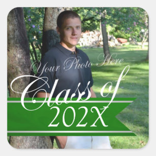 Klasse des Abschlusses Foto Banner Grün Quadratischer Aufkleber