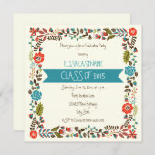 Klasse des Abschlusses für aquamarine und rote Blu Einladung (Vorne/Hinten)