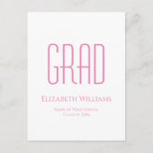 Klasse des Abschlusses für einfache rosa Typografi Ankündigungspostkarte (Vorderseite)