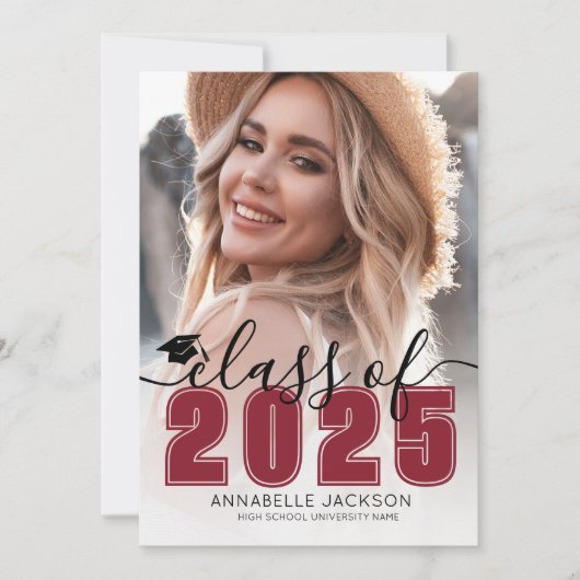 Klasse des Abschlusses für rotes Foto 2025 Einladung (Vorderseite)