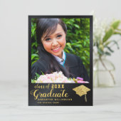 Klasse des Abschlusses für Schwarzes und Gold-Foto Ankündigung (Stehend Vorderseite)