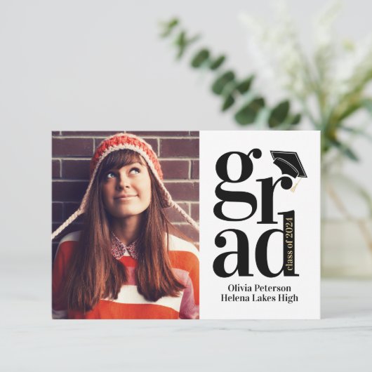 Klasse des Abschlusses GRAD Multi-Foto 2024 Dankeskarte (Stehend Vorderseite)
