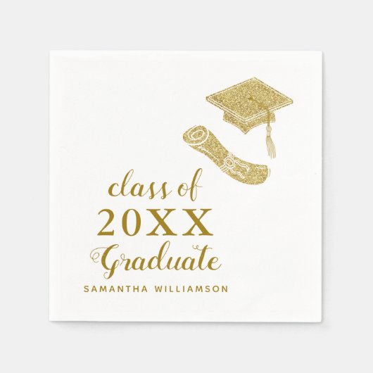 Klasse des Abschlusses "Graduate White and Gold" 2 Serviette (Vorderseite)