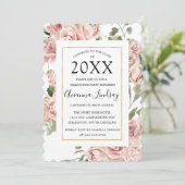 Klasse des Abschlusses Rosa Rose 2022 Einladung (Stehend Vorderseite)