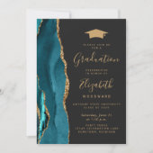 Klasse des Aquamarinen Agate Foto Cap Dark Abschlu Einladung (Vorderseite)