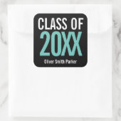 Klasse des Aquamarinen Personalisierten Abschlusse Quadratischer Aufkleber (Tasche)