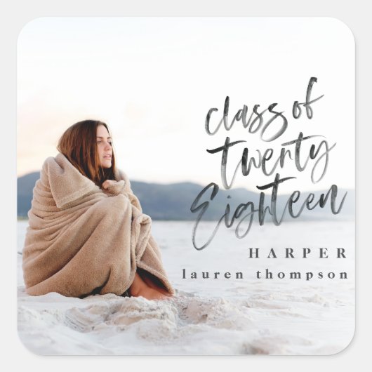 Klasse des Aufklebers für Foto 2018 Quadratischer Aufkleber (Vorderseite)