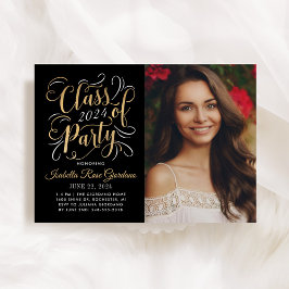 Klasse des Black Gold Graduation Party Fotos 2025 Einladung