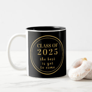 Klasse des Black Gold Monogram Abschlusses 2023 Zweifarbige Tasse