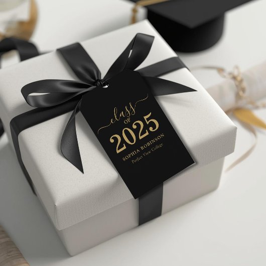 Klasse des Black Gold Script-Abschlusses 2025 Geschenkanhänger