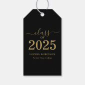 Klasse des Black Gold Script-Abschlusses 2025 Geschenkanhänger (Rückseite)