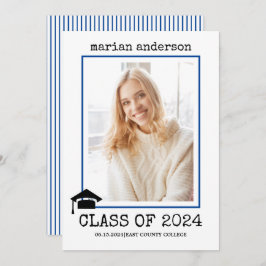 Klasse des blauen Abschluss-Fotos der Schreibmasch Einladung