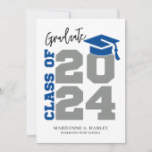 Klasse des blauen und grauen Abschlusses 2024 Einladung (Vorderseite)