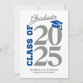 Klasse des blauen und grauen Abschlusses 2025 Einladung (Vorderseite)