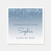 Klasse des Blue Glitzer Tropfen Abschluss 2025 Serviette (Vorderseite)
