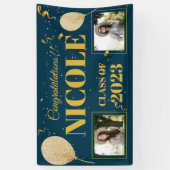 Klasse des Blue-Gold-Ballon-Foto-Abschlusses 2023 Banner (Vertikal)