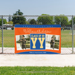 Klasse des Blue Orange Gold Abschluss Fotos 2023 Banner