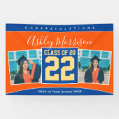 Klasse des Blue Orange Gold Abschluss Fotos 2023 Banner (Horizontal)
